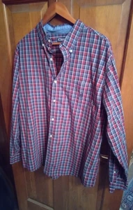 CHAPS Men Button Down Shirt Plaid Long Sleeve Easy Care Cotton Multicolor Sz 2XL - Picture 1 of 4