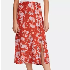 Free People Retro Love Midi Floral Skirt in Burnt Orange Size 0 - Picture 1 of 7