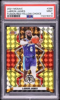 2021 Panini Mosaic Fusion Red Yellow Choice LeBron James /88 #286 PSA 9 MINT - Image 1 of 2