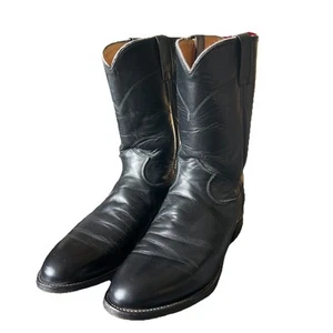 Justin Cowboy Boots Mens 8.5D Classic Black Leather Roper Western 3133 - Picture 1 of 12