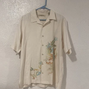 Camisa hawaiana Tommy Bahama Bungalow azul bordada con botones de seda talla S - Imagen 1 de 14