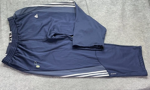 Utah Jazz Adidas Track Pants Blue White Stripes Men 2XL XXL 31" Climawarm Woven Cover