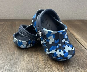 Crocs Clogs Blue Camo Baya Sandals Child 7 Toddler Super Clean Size C7 - Picture 1 of 15