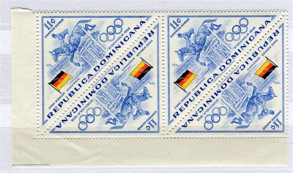 DOMINICA; 1956 Olympics issue fine 11c. MINT MNH CORNER BLOCK - Image 1 of 1