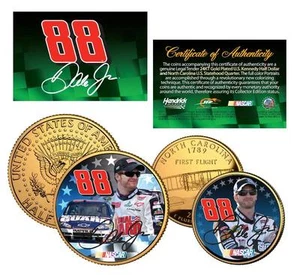 DALE EARNHARDT, JR. #88 NASCAR 24K Gold U.S Legal Tender 2-Coin Set *Licensed* - Picture 1 of 2