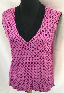 Top tejido Jones New York Collection estampado de diamantes fucsia y negro - talla mediana - Imagen 1 de 2