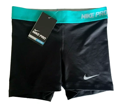 NEW! NIKE PRO [XS] Women's 5" COMPRESSION Yoga/Gym SHORTS-Black/Blue 458655-025 - Image 1 of 3