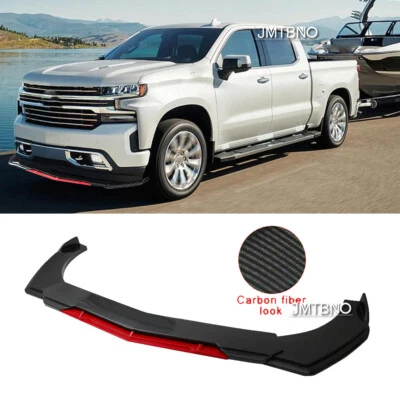 Kits de labios de parachoques delantero carbono/rojo para Chevrolet Silverado 1500 divisores de alerón Foto 1 de 4