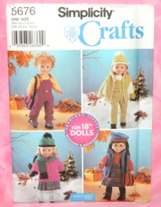 Mono de armario polar de invierno con patrón de ropa para muñeca Simplicity de 18" sin cortar 5676 - Imagen 1 de 2