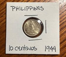 Philippines 1944D 10 Centavos Silver Coin (UNC)