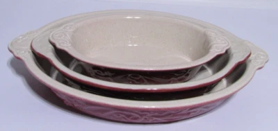 Pfaltzgraff Weir In Your Kitchen  Cayenne Red Oval Bakers  Set of 3 - Image 1 of 4