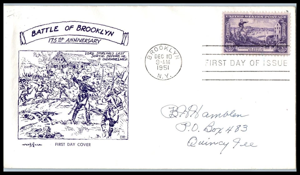 1951 Battle of Brooklyn NY 175th 3c Sc 1003 FDC with Pent Arts cachet (E45 - Image 1 of 1