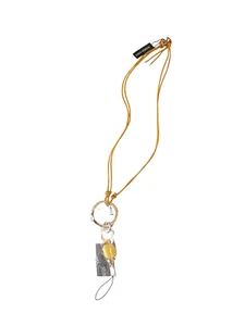 DYRBERG/KERN Gold Leather Yellow Pendant Gold Plated Celesse Necklace 18" - Picture 1 of 6
