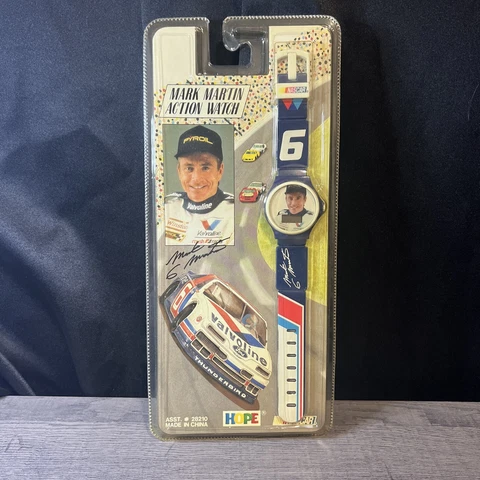 Vintage 1992 Watch Mark Martin Action Watch Nascar Race #6 Quartz Digital Sealed Cover