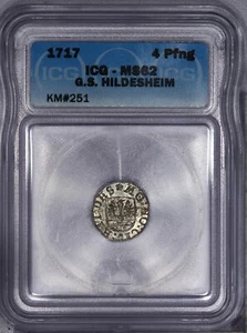 1717 4 Pfenning German States Hildesheim KM# 251 ICG MS62 LB - Picture 1 of 2