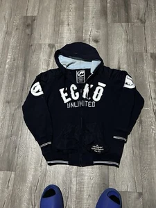 VTG 00s Ecko Unlimited Embroidered Logo Y2K Blue Zip Up Hoodie Size Large - Picture 1 of 6
