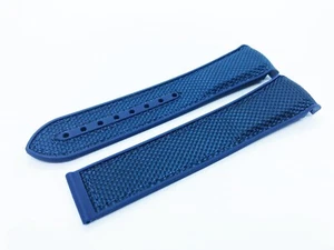 Navy Blue Rubber Fabric strap/band Fit Omega SeaMaster PlanetOcean Watch Pins - Picture 1 of 16