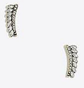 J.Crew Women's Crystal Feather Crawler Stud Earrings NWT 39.99 Item G3986 - Picture 1 of 3