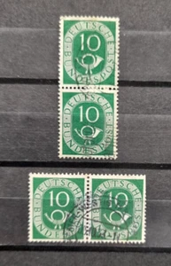 BRD - 1951 POSTHORN - Mi 128 gestempelt - 10 Pf als Paar senkrecht + waagerecht - Bild 1 von 1