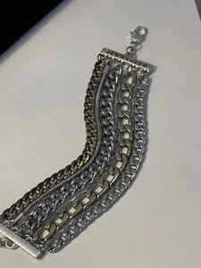 Pulsera Jenny Bird Dos Tonos Mezcla Eslabón de Cadena Multi Hilo Joyería 7-8.5" Firmada - Imagen 1 de 9