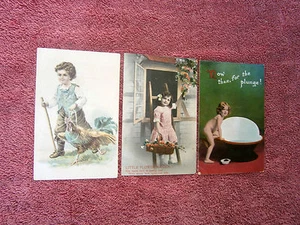 THREE YOUNG CHILDREN ON POSTCARDS {94} - Picture 1 of 1