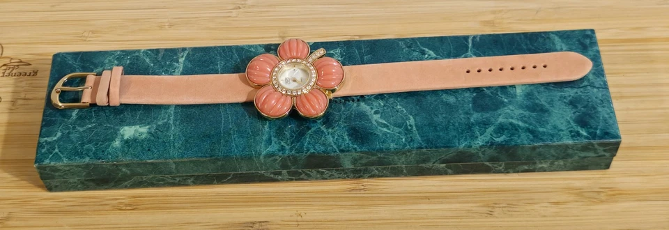 Reloj Suzanne Somers Naranja Piedra Lunar y Circonita Cúbica Flor Nuevo Foto 1 de 1