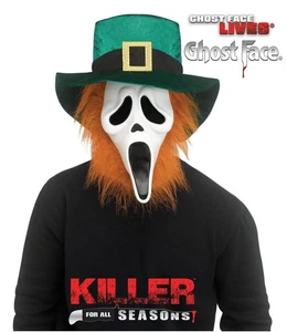 Máscara de Duende Cara Fantasma Día de San Patricio Disfraz de Halloween Sombrero para Adulto Barba - Imagen 1 de 1