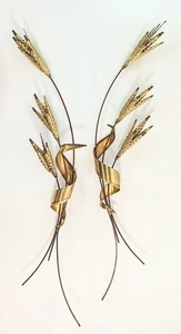 Brass Wheat Stalk Wall Hanging Set Hollywood Regency MCM,  Large 31" Long, OBO - Picture 1 of 6
