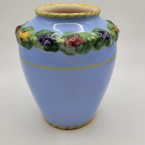 Antike italienische Keramik kleine Vase handbemalt 4" Majolika Stil - Bild 1 von 6
