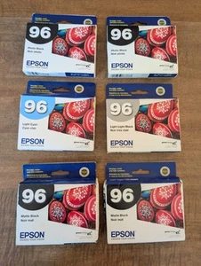 7 Epson 96 Ink Cartridges Noir Black, Light Cyan, Light Light Black, Matte Black - Afbeelding 1 van 5