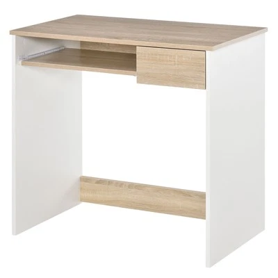HOMCOM Scrivania per Camera Scrivania PC in Legno Bianca e Rovere 80x45x75cm - Immagine 1 di 4