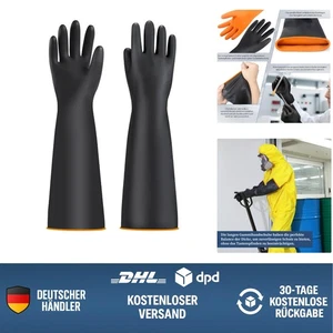 Handschuhe Säurefest Lang, Chemikalien Schutz Handschuhe Säure 55cm-Schwarz - Bild 1 von 10