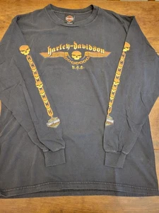 Vintage Harley Davidson Skull Chains Eagle Langarm Shirt XL USA Palm Beach - Bild 1 von 10