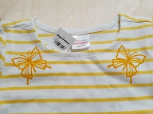 NWT HANNA ANDERSSON YELLOW STRIPE A-LINE BUTTERFLY BRETON DRESS  100 4  $48 - Picture 1 of 5