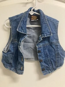 Faded Glory Child size 8 Jean Vest VTG Blue 100% Cotton Denim Button - Picture 1 of 5