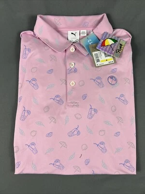 Camisa de Golf Puma Polo Arnold Palmer Cloudspun Estampado Contendiente Mediana Rosa Nueva con Etiquetas $90 Foto 1 de 4