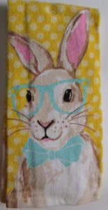 FULL UNCUT RABBIT with GLASSES EASTER Print Cotton Kitchen Towel - Picture 1 of 2