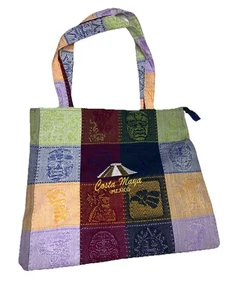 COSTA MAYA Mexico Travel/Beach Tote Bag Zippered Purse X- LARGE Aztek Style - Picture 1 of 6