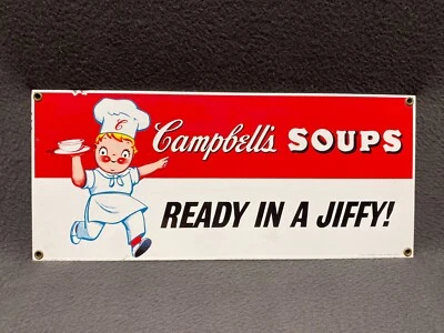 Campbell's Soup Ande Rooney's Porcelain Enamel Advertising Sign Ready in a Jiffy - Image 1 of 4