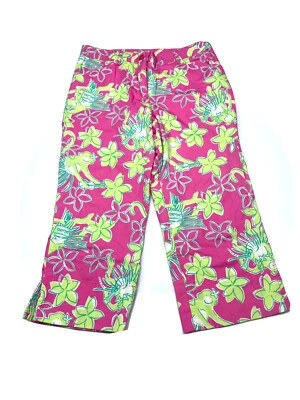 Pantalones Capri Lilly Pulitzer Niñas Multicolor Rosa Verde Estampado Floral Talla 8 De Colección Foto 1 de 4