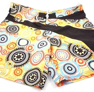 Joe Boxer Board Shorts Trunks Swimwear Yellow Brown Geometric Floral Mens XXL - Image 1 of 4