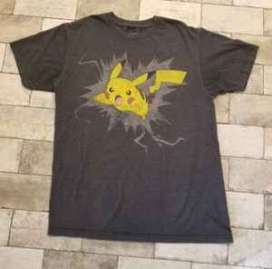 Pokemon Pikachu Type: Electric Gray No. 025 Short Sleeve T-Shirt M Graphic Shirt - Picture 1 of 4