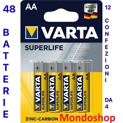 48 Batterie Varta Superlife Pile Stilo AA 12 Blister Da 4 • 9.45€