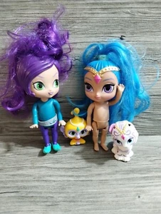 Nickelodeon Shimmer & Shine Viacom Puppen 6 Zoll lila blaue Haare Geist mit 2 Haustieren - Bild 1 von 4