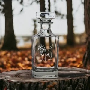 Beagle Decanter 26 Oz Bourbon Whiskey Premium Glass Personalize Dog Animal NEW - Picture 1 of 9