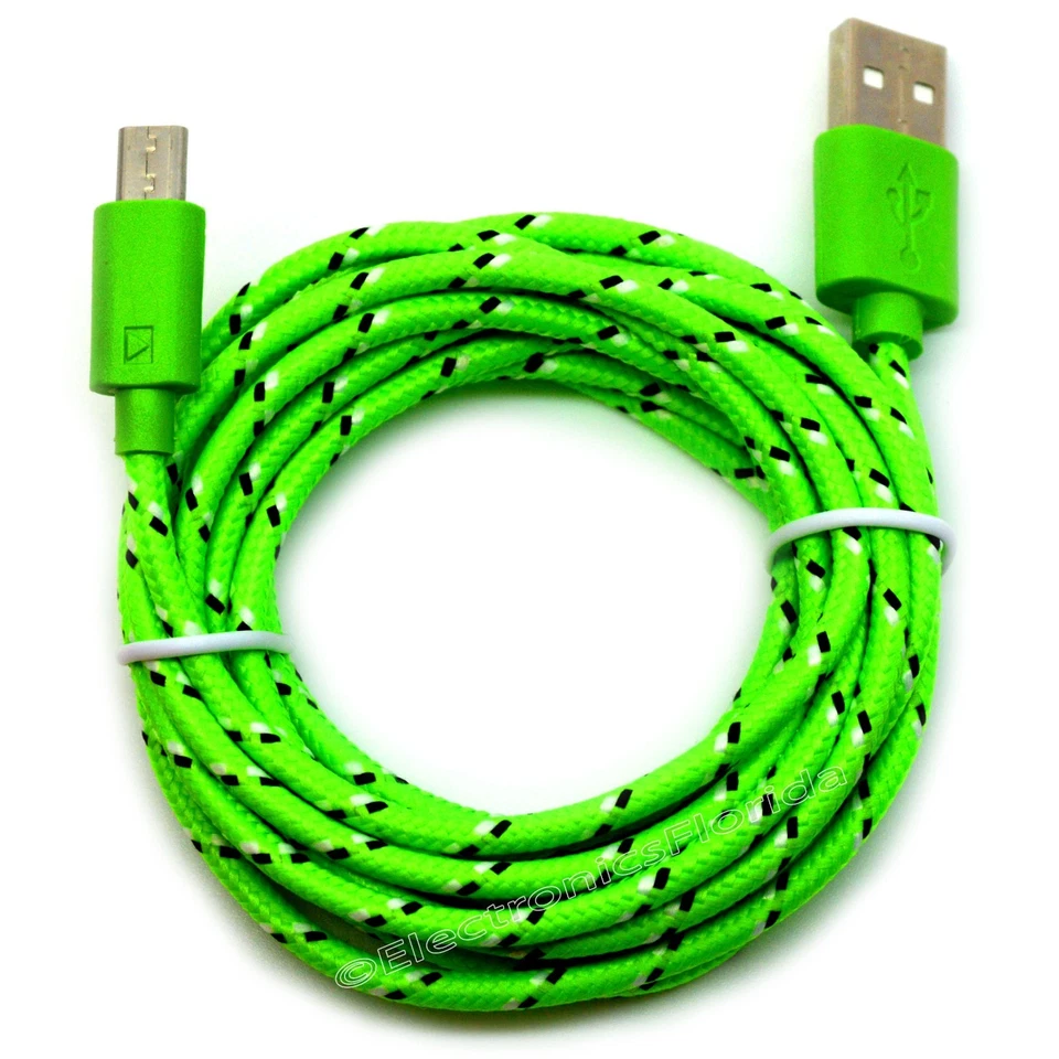 LOT 100x Micro USB Charger Sync Data Cable Nylon Braided for android cell phones - Image 1 of 1