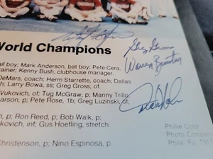 1980 PHILADELPHIA PHILLIES WORLD SERIES CHAMPIONS AUTOGRAPHED BY SEVEN PHILLIES  - Picture 1 of 3