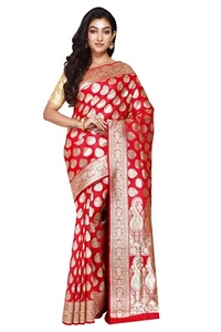 Saris de seda pura de India y Pakistán hecho a mano Katan Banarasi - Imagen 1 de 5