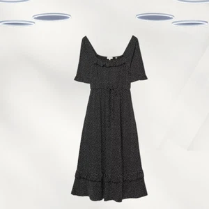 Ex Fat Face Women's Short Sleeve Jersey Midi Dress in Black Spot (Defect) - Picture 1 of 2