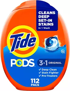 PODS Laundry Detergent Pacs, Original Scent, 3-in-1 Clean, 112 Count - Picture 1 of 12